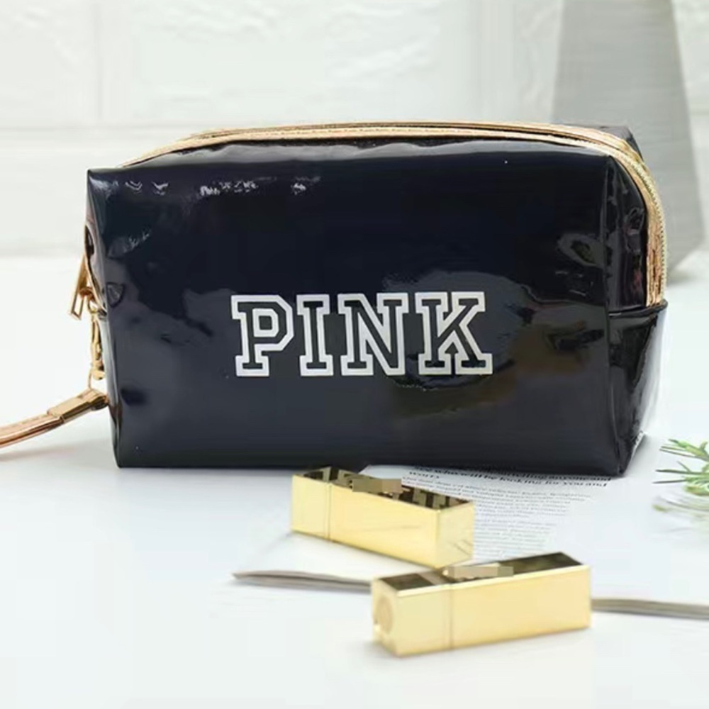 Black PVC Cosmetic Letters “Pink” Bag